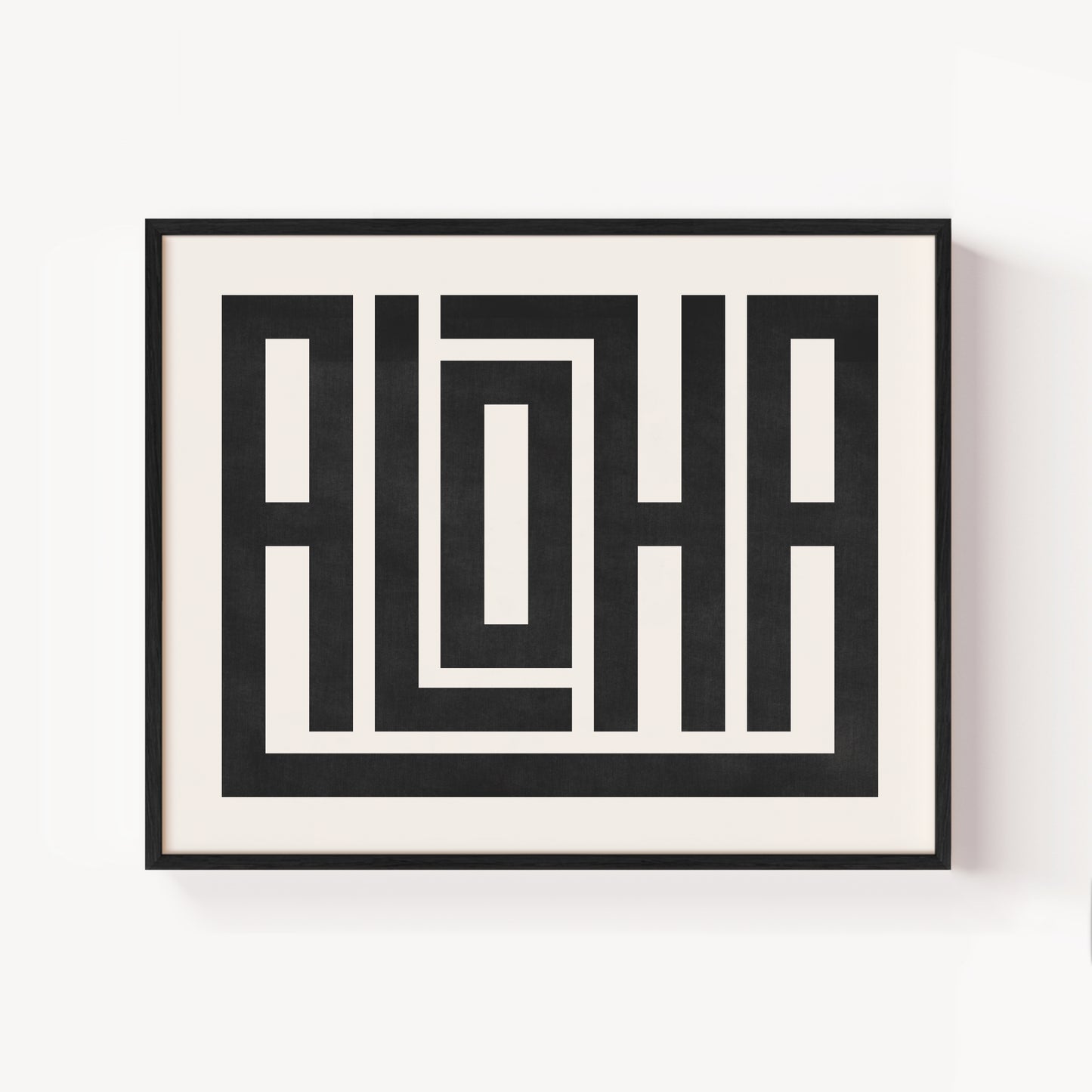 Modern Framed Aloha Art - Black Typography Design on White Background