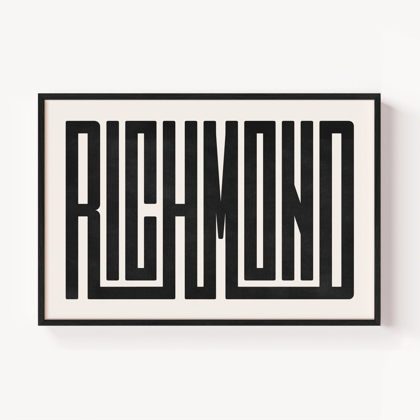 Modern Framed Richmond Art - Black Typography Design on White Background