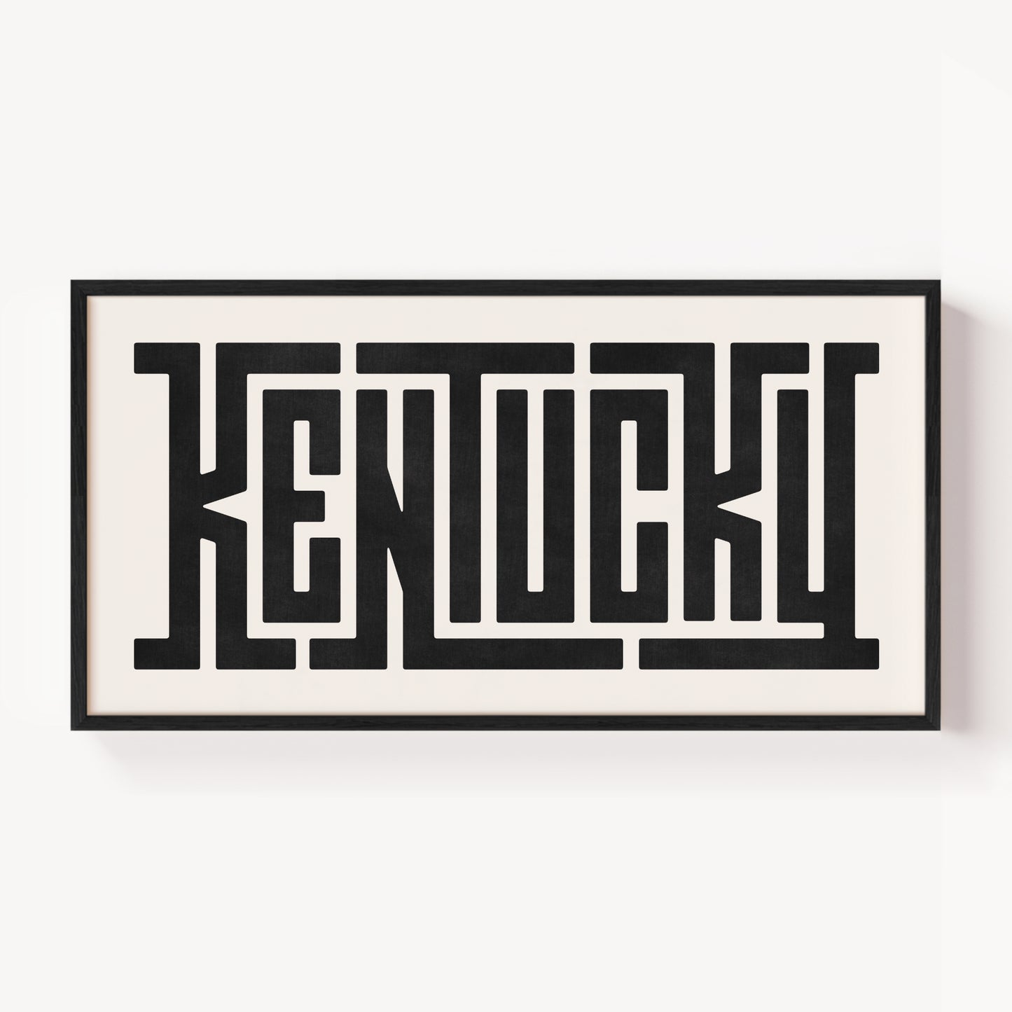 Modern Framed Kentucky Art - Black Typography Design on White Background