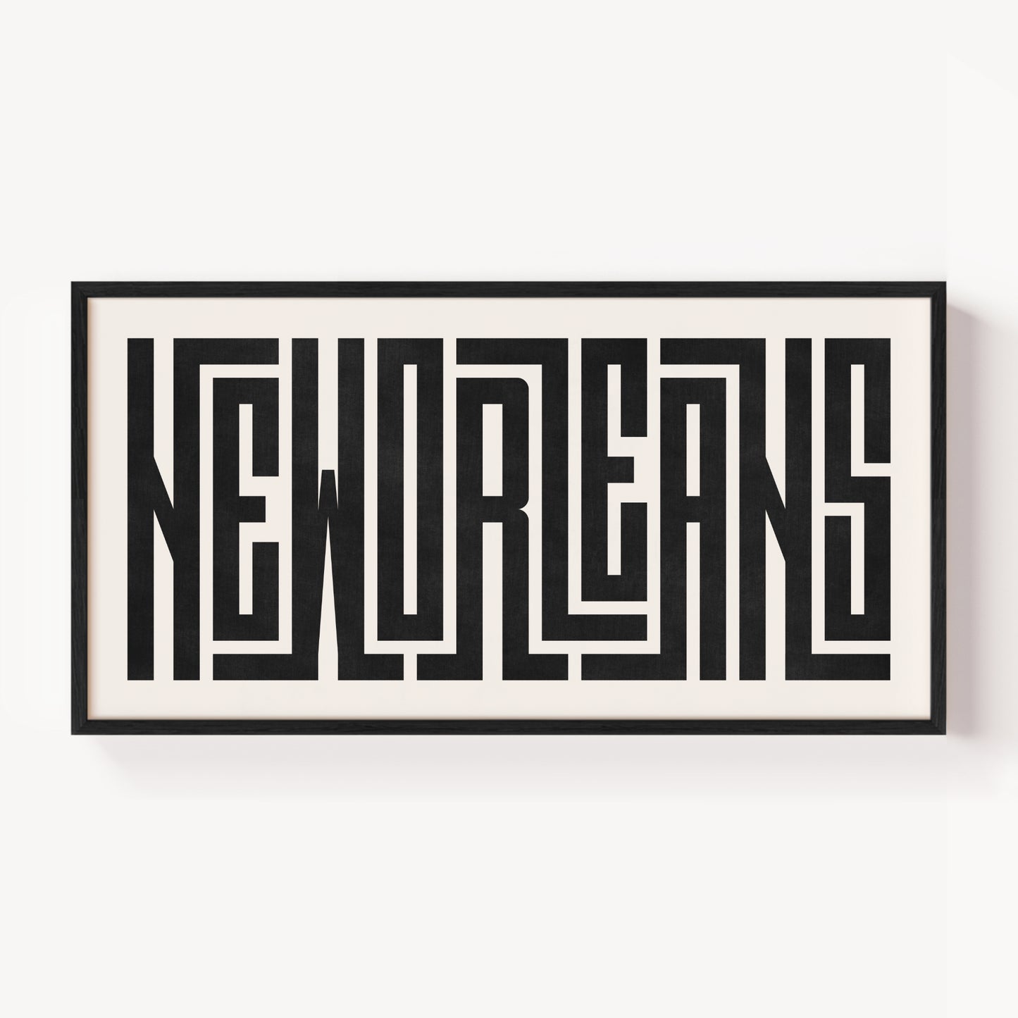 Modern Framed New Orleans Art - Black Typography Design on White Background