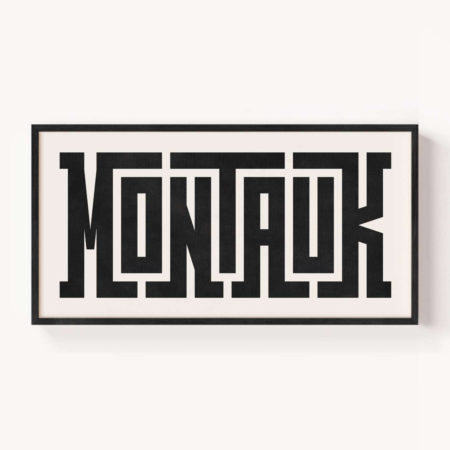 Modern Framed Montauk Art - Black Typography Design on White Background