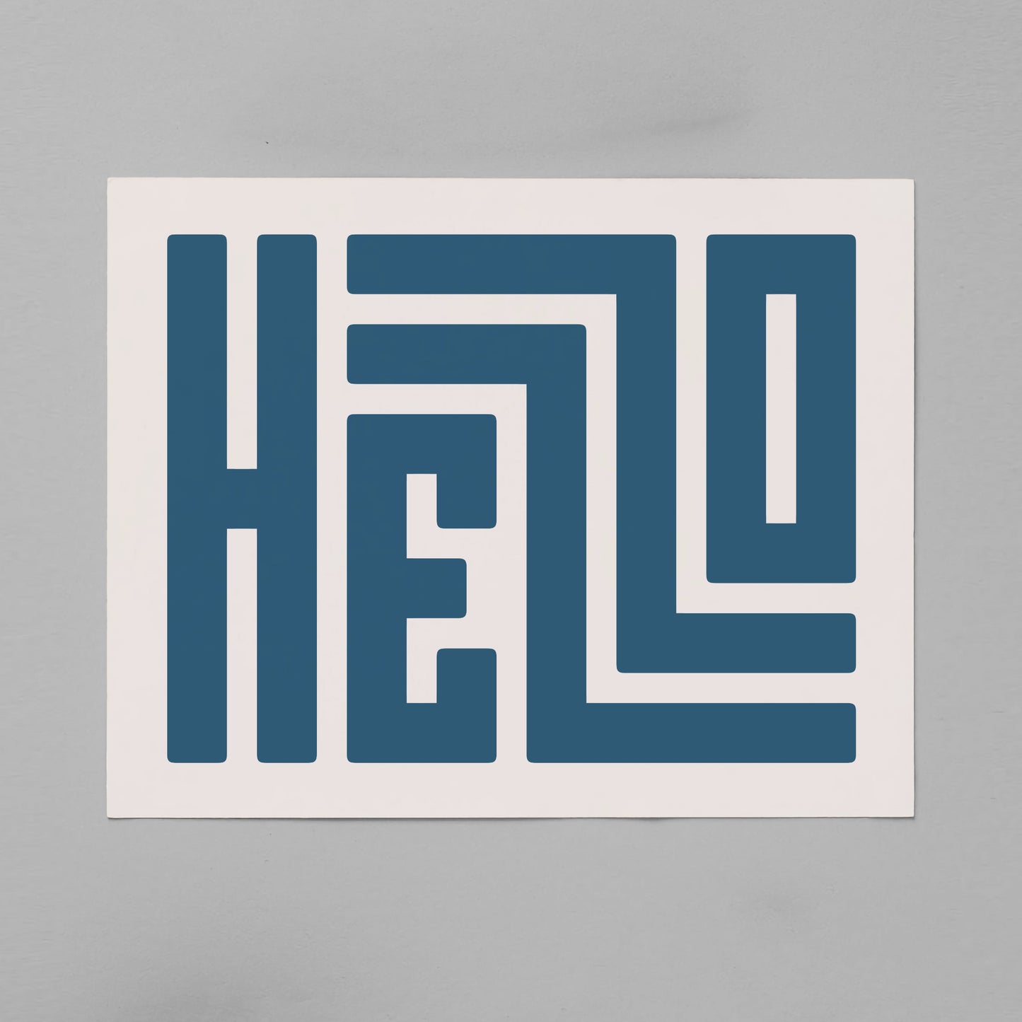 Unframed Hello Poster on Gray Background