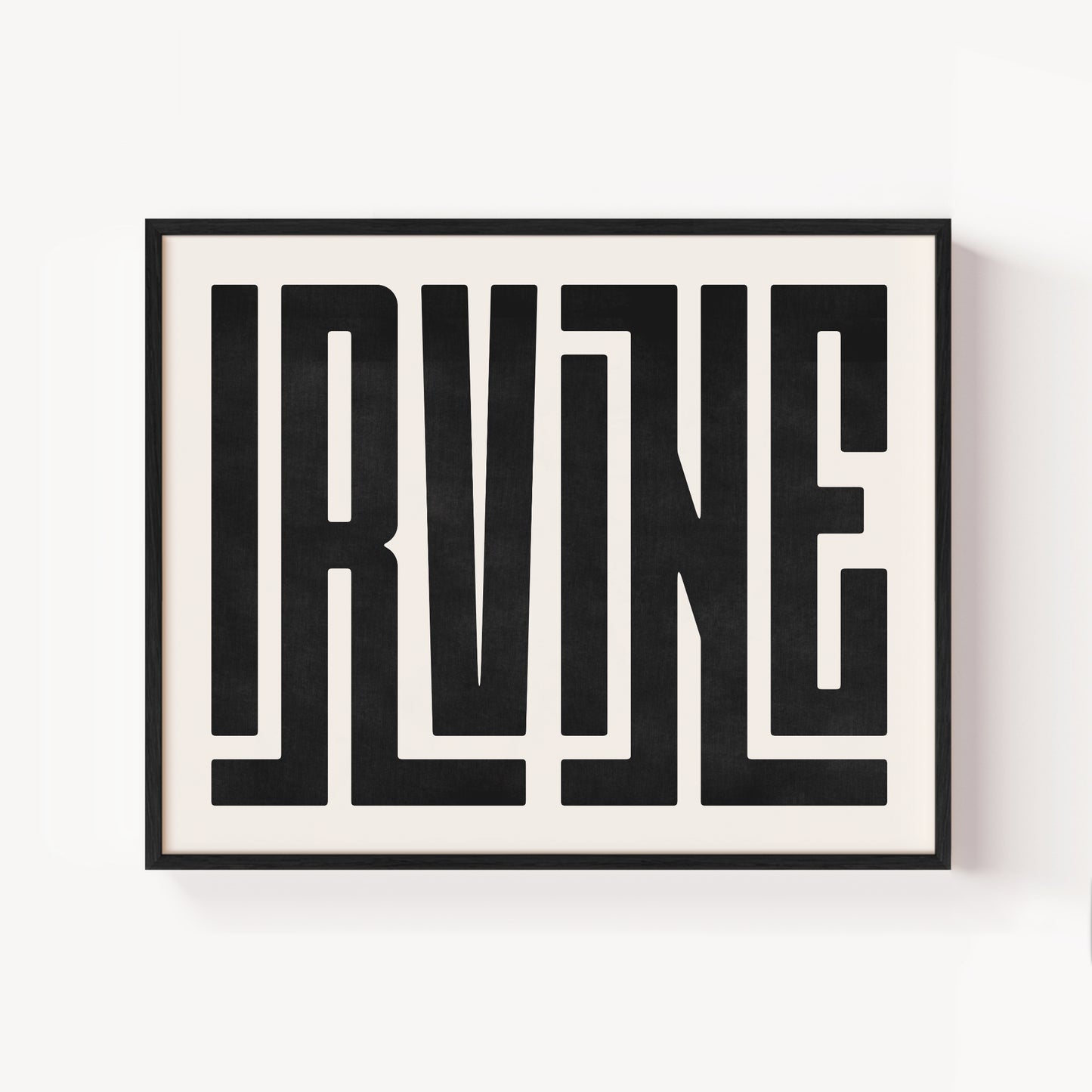 Modern Framed Irvine Art - Black Typography Design on White Background
