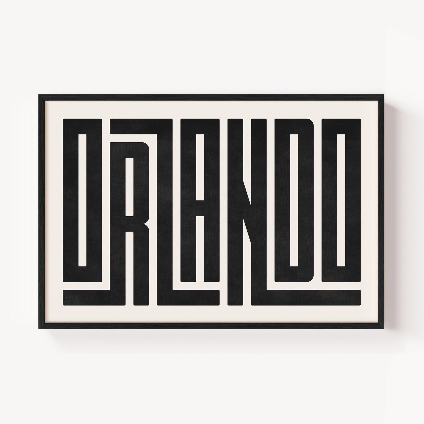Modern Framed Orlando Art - Black Typography Design on White Background
