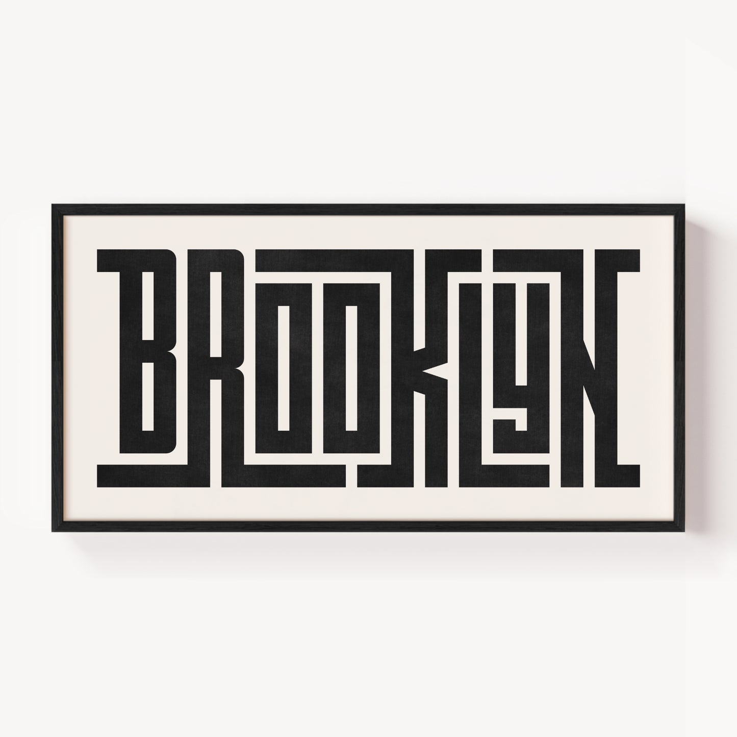 Modern Framed Brooklyn Art - Black Typography Design on White Background