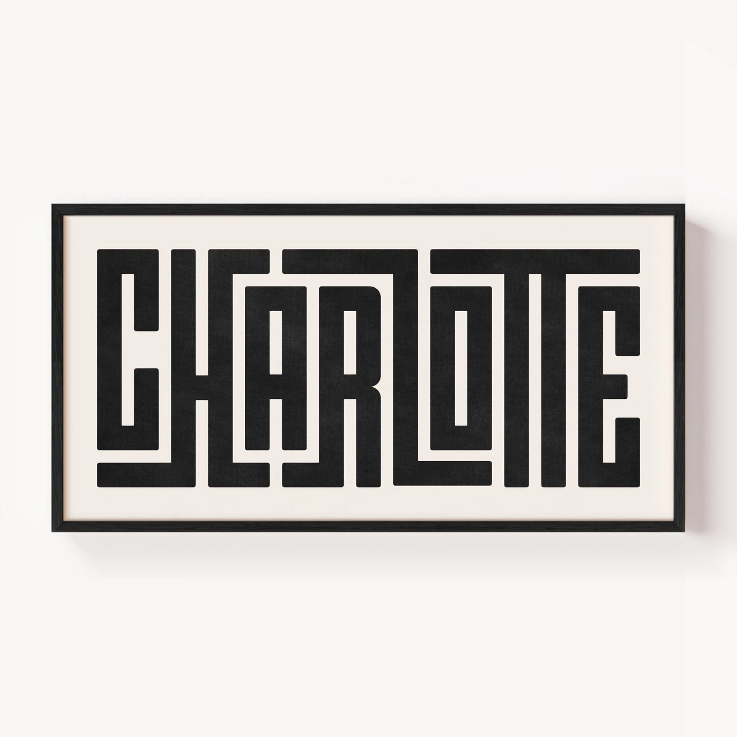 Modern Framed Charlotte Art - Black Typography Design on White Background