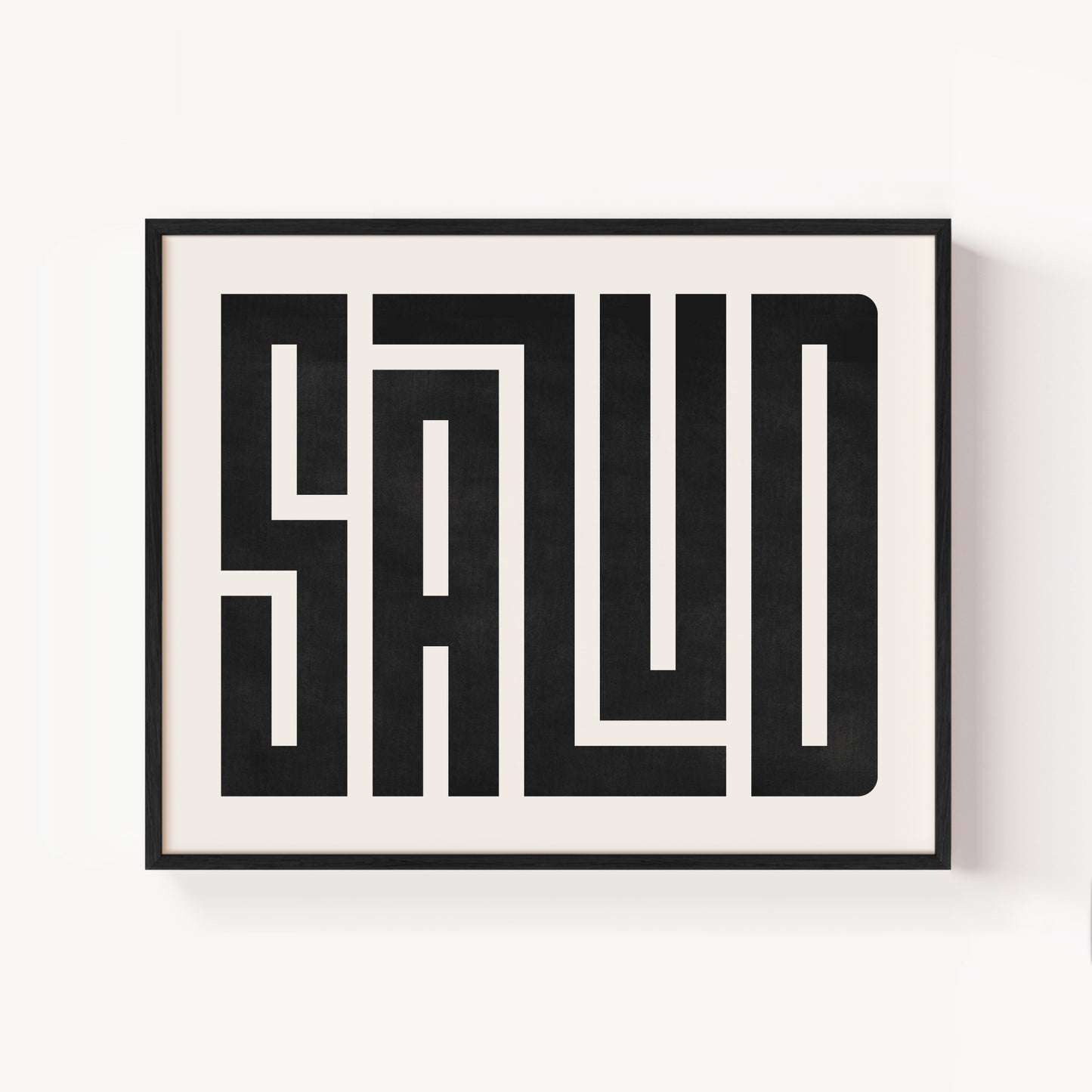 Modern Framed Salud Art - Black Typography Design on White Background