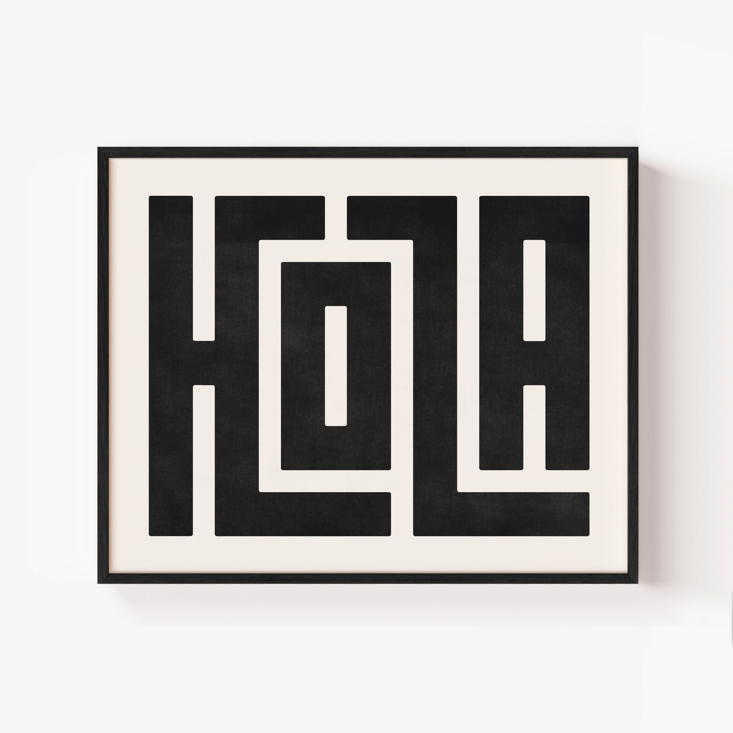 Modern Framed Hola Art - Black Typography Design on White Background