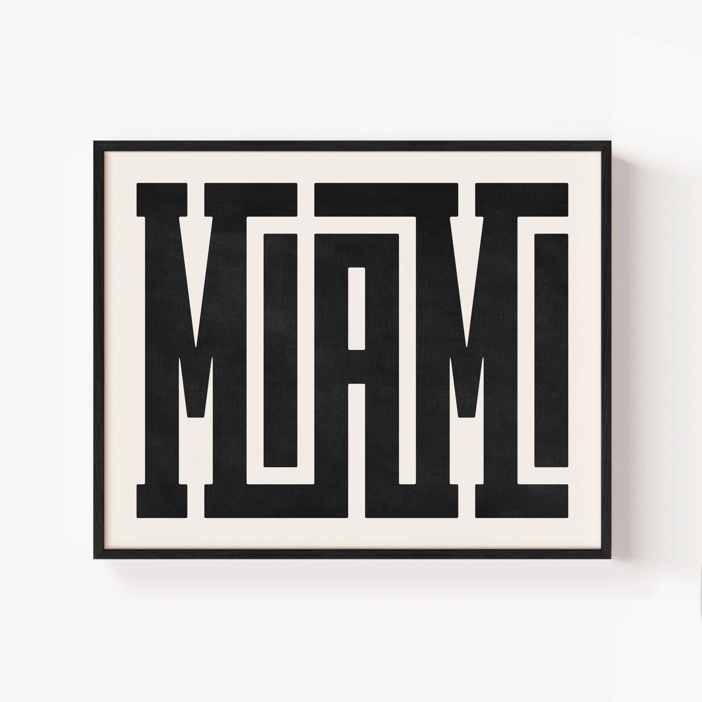 Modern Framed Miami Art - Black Typography Design on White Background