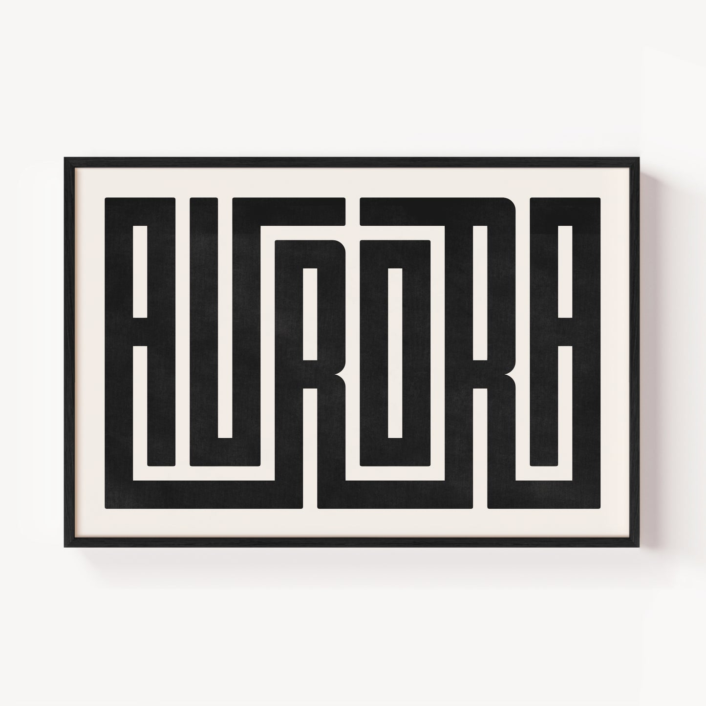 Modern Framed Aurora Art - Black Typography Design on White Background