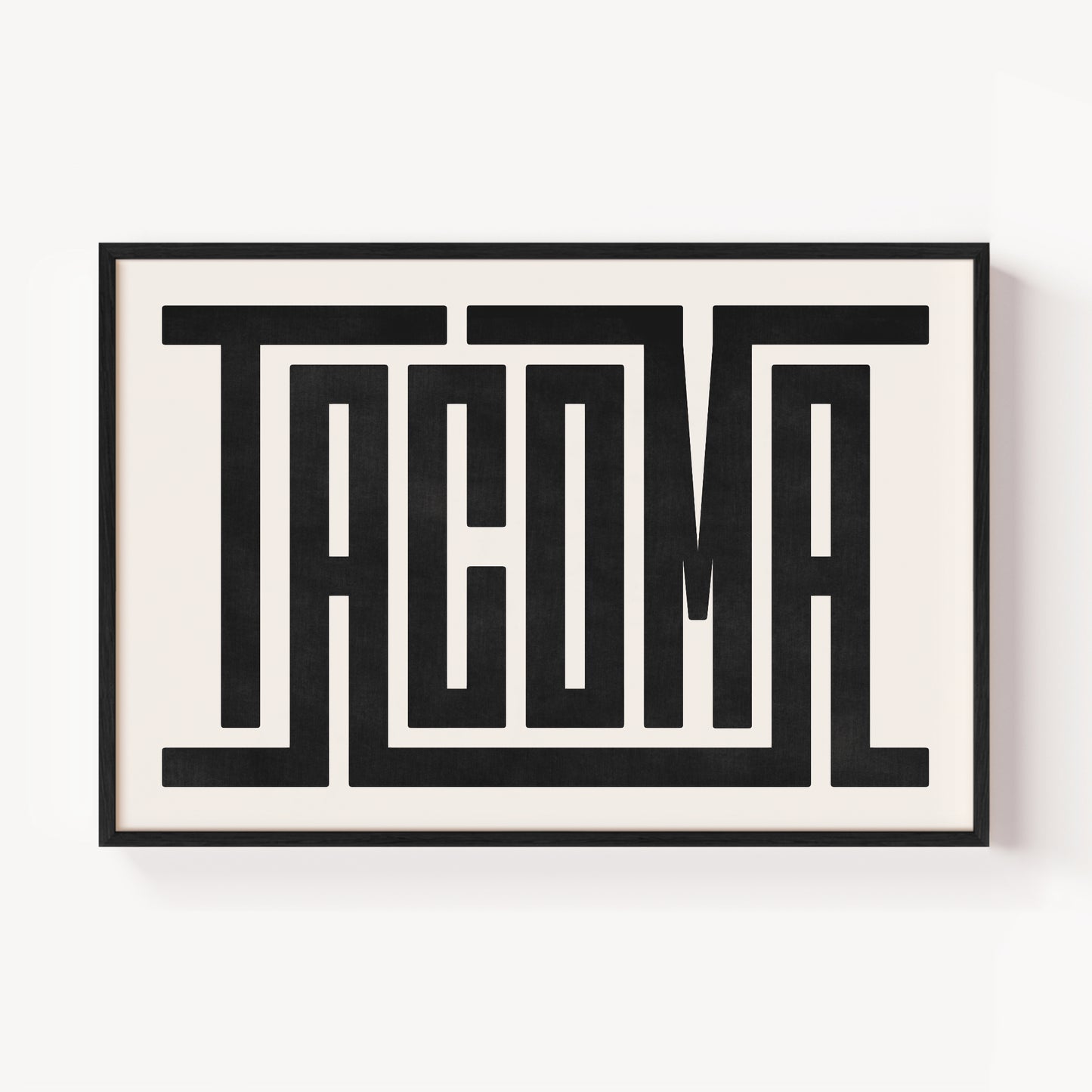 Modern Framed Tacoma Art - Black Typography Design on White Background