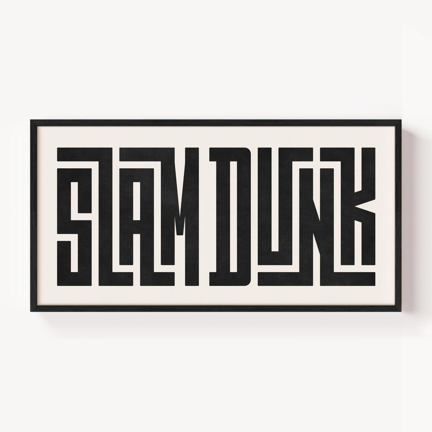 Modern Framed Slam Dunk Art - Black Typography Design on White Background
