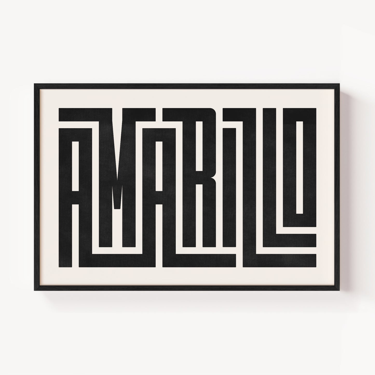 Modern Framed Amarillo Art - Black Typography Design on White Background