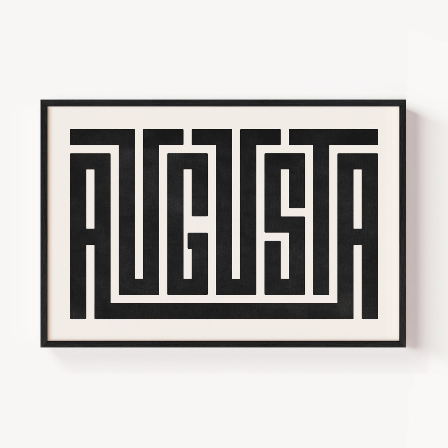 Modern Framed Augusta Art - Black Typography Design on White Background
