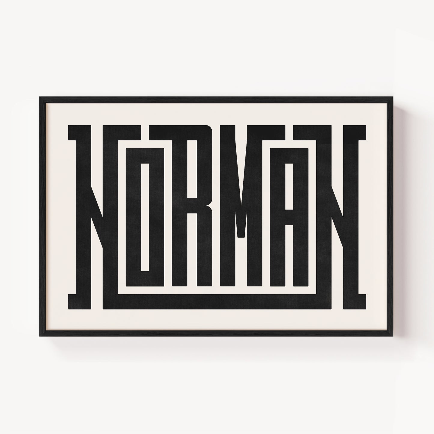 Modern Framed Norman Art - Black Typography Design on White Background