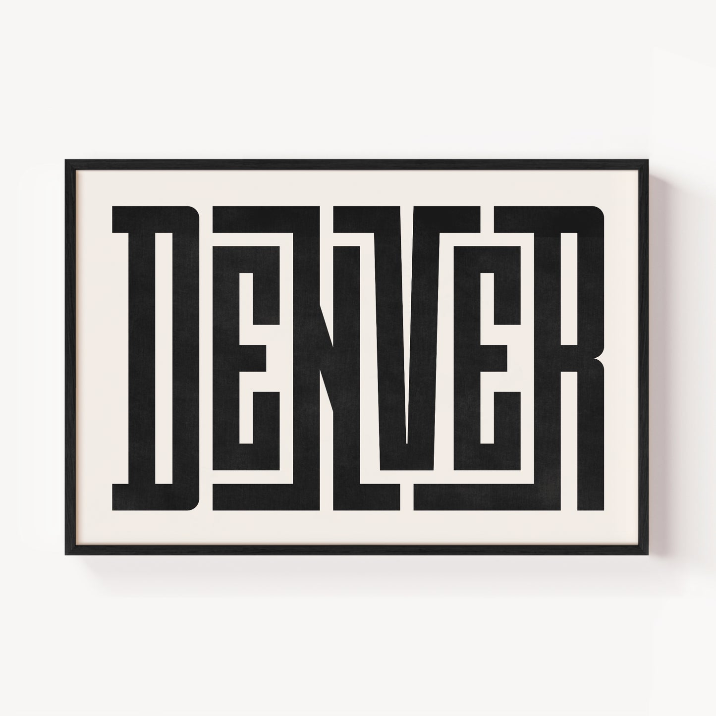 Modern Framed Denver Art - Black Typography Design on White Background