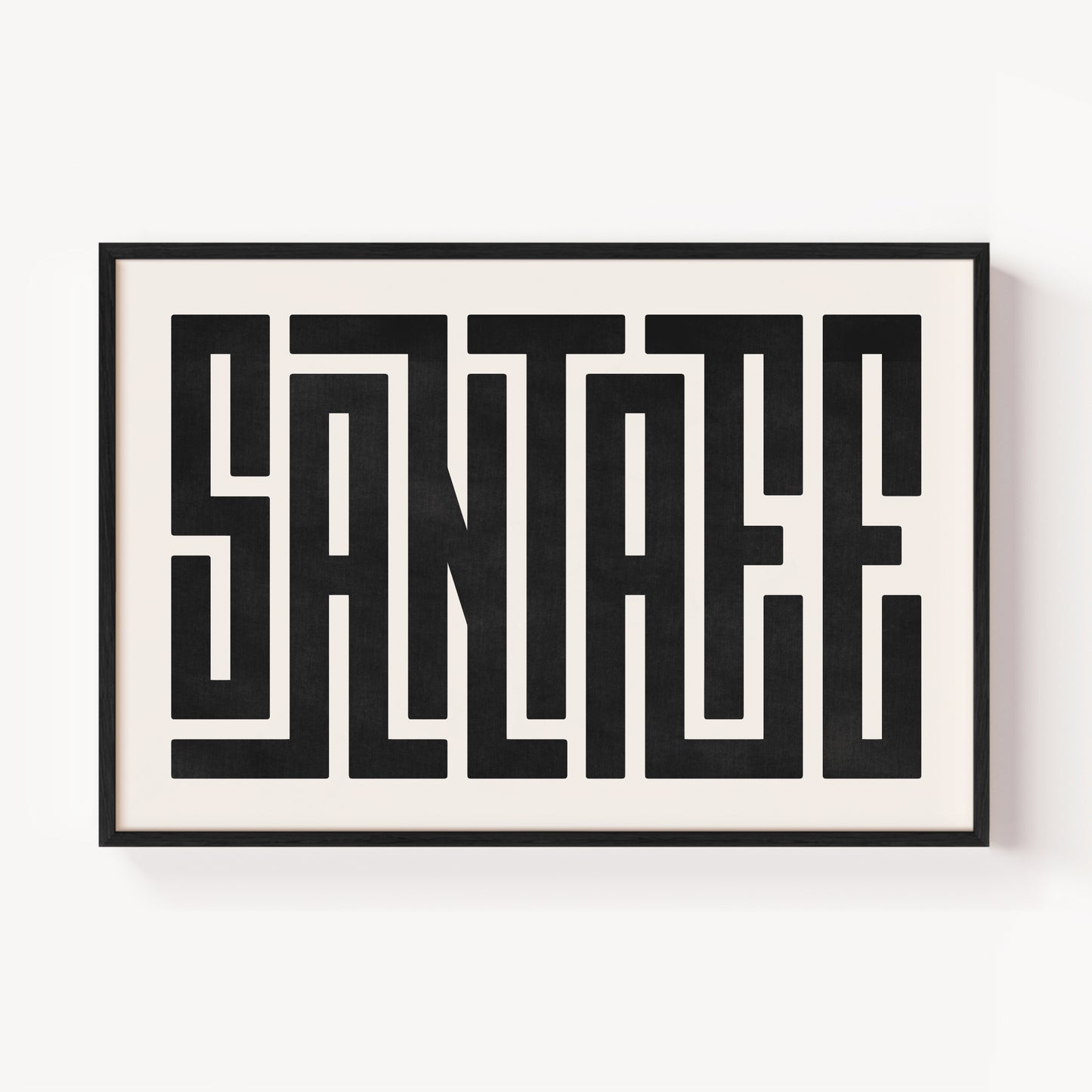 Modern Framed Santa Fe Art - Black Typography Design on White Background