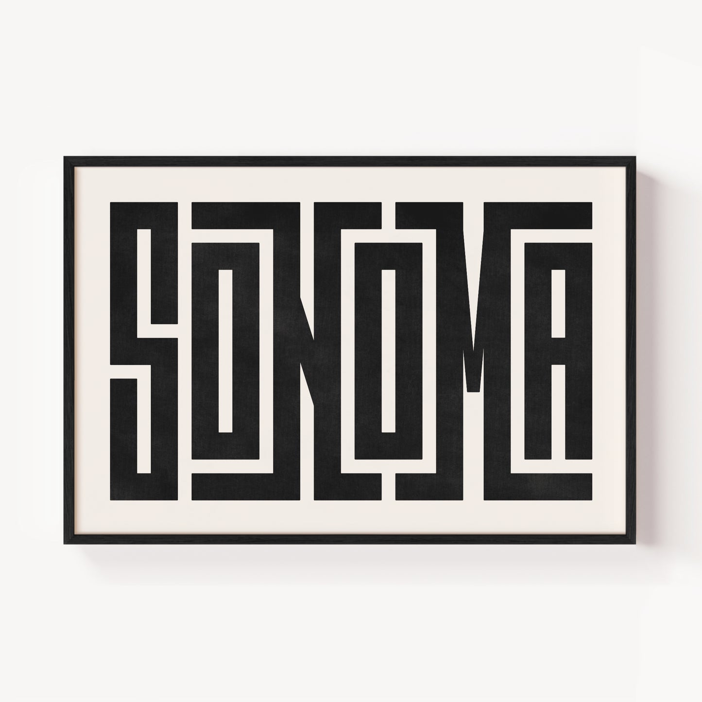 Modern Framed Sonoma Art - Black Typography Design on White Background