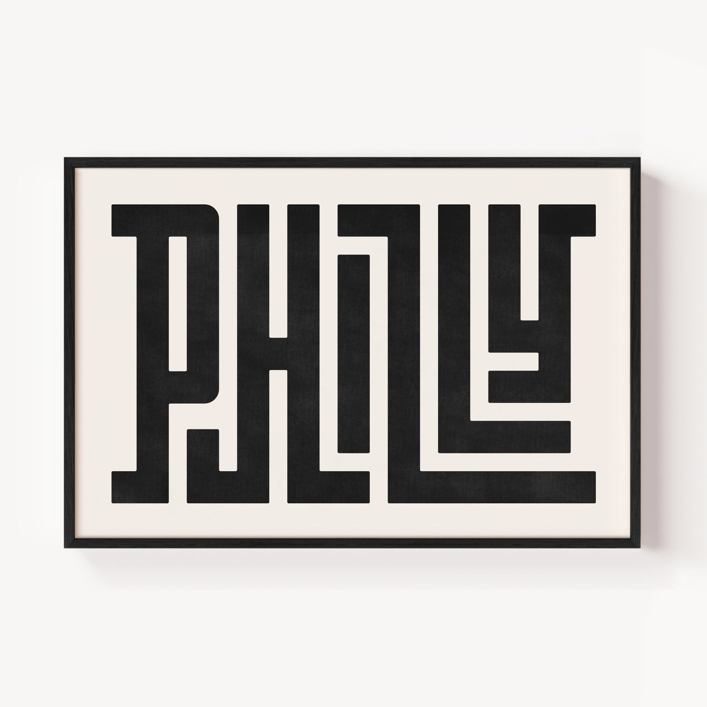 Modern Framed Philly Art - Black Typography Design on White Background
