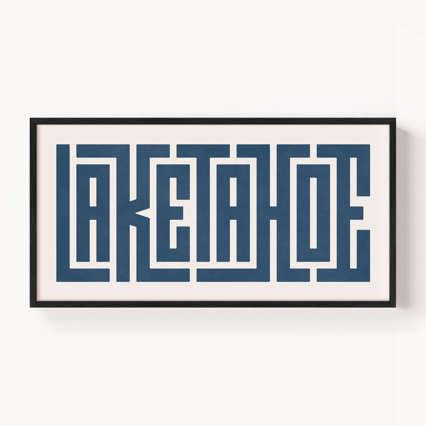 Modern Framed Lake Tahoe Art - Black Typography Design on White Background