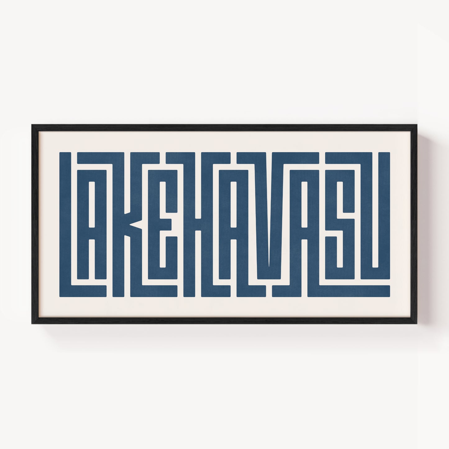 Modern Framed Lake Havasu Art - Black Typography Design on White Background