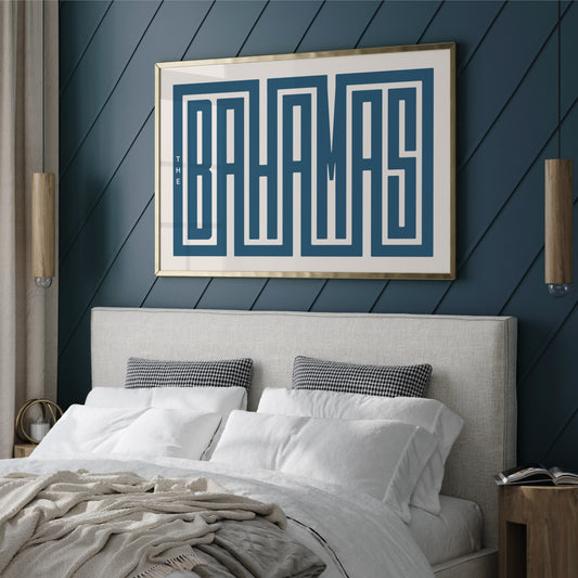 Modern Bahamas artwork in hotel room