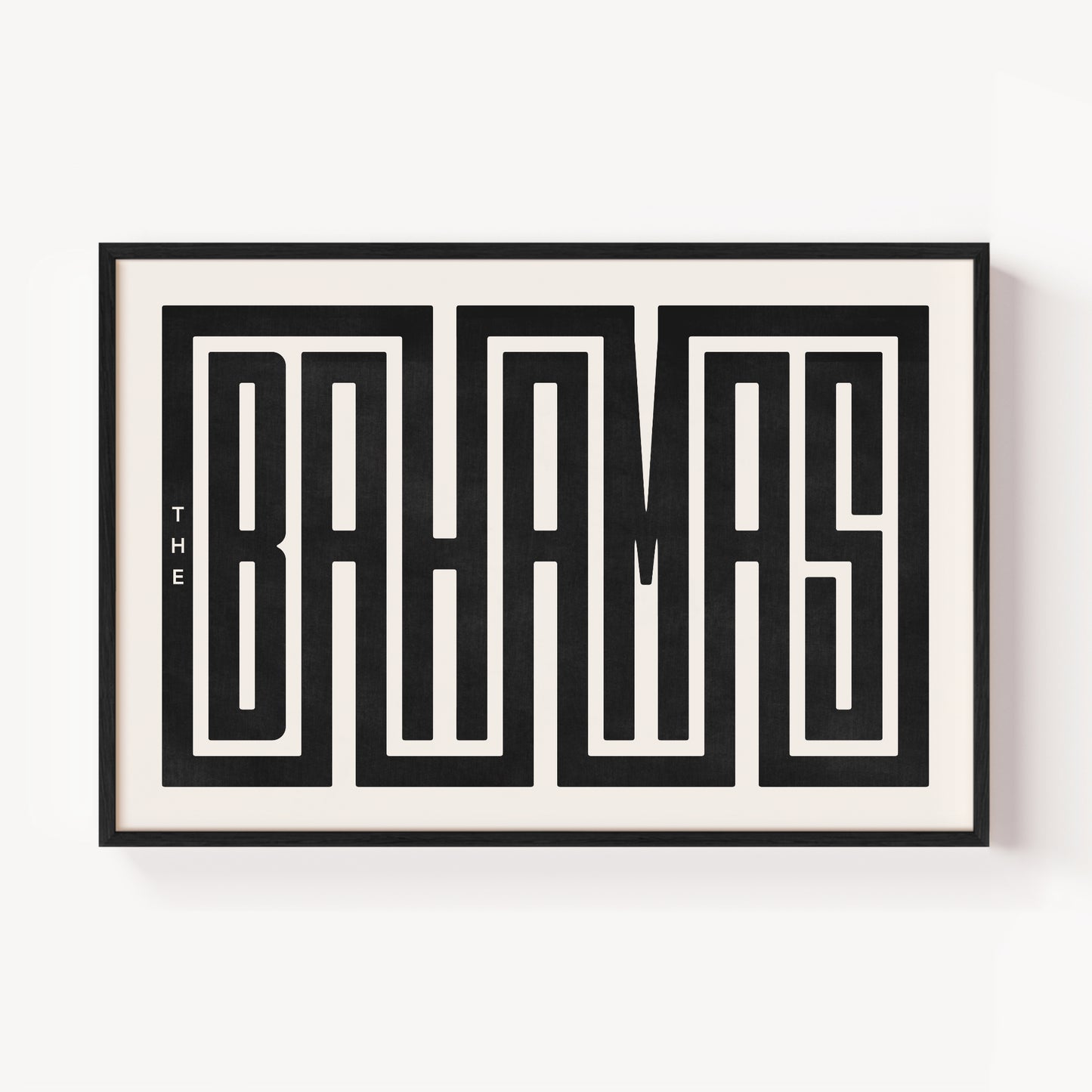 Modern Framed Bahamas Art - Black Typography Design on White Background
