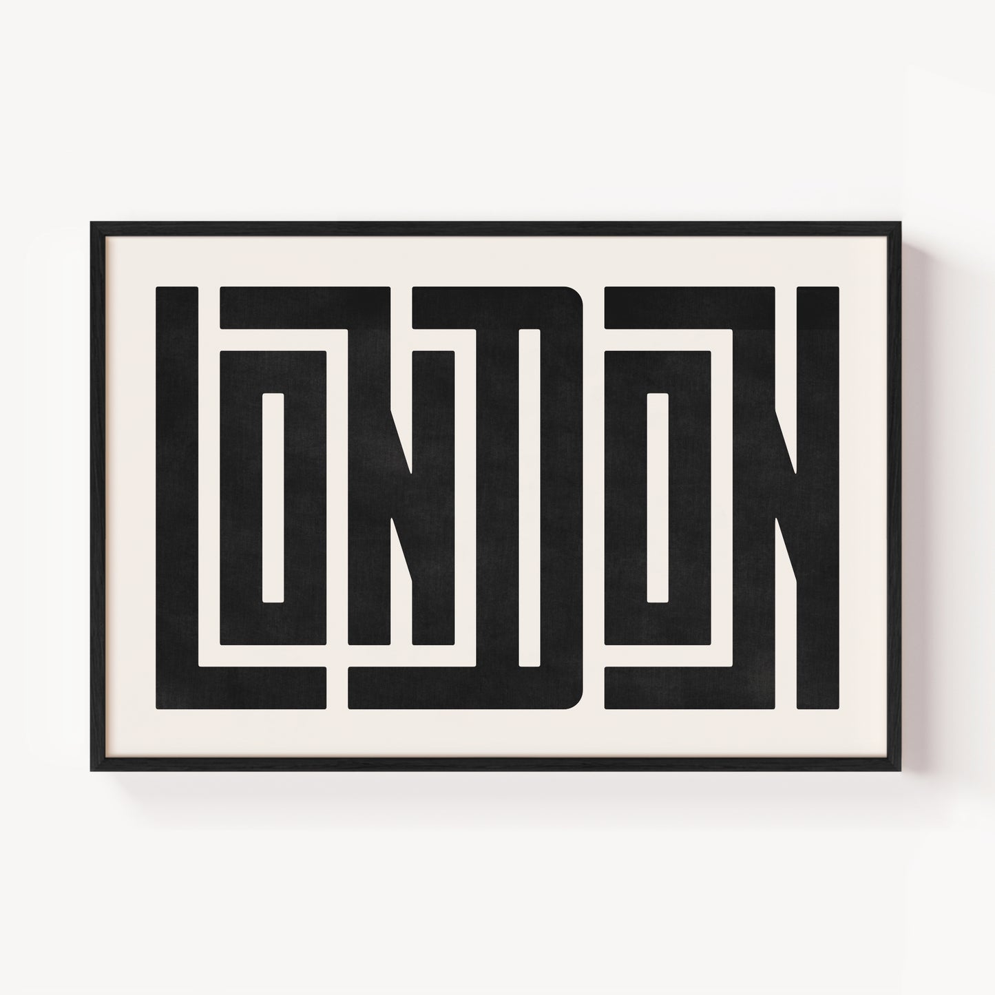 Modern Framed London Art - Black Typography Design on White Background