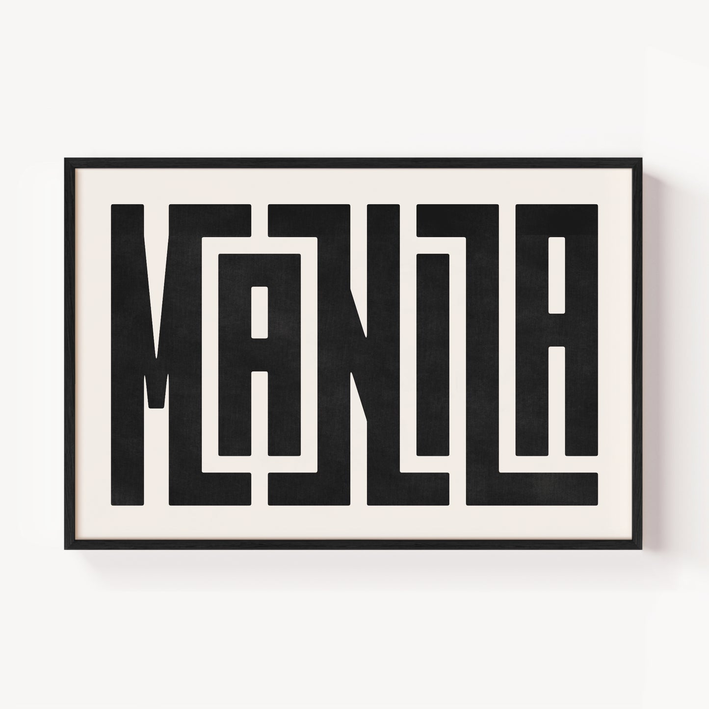 Modern Framed Manila Art - Black Typography Design on White Background