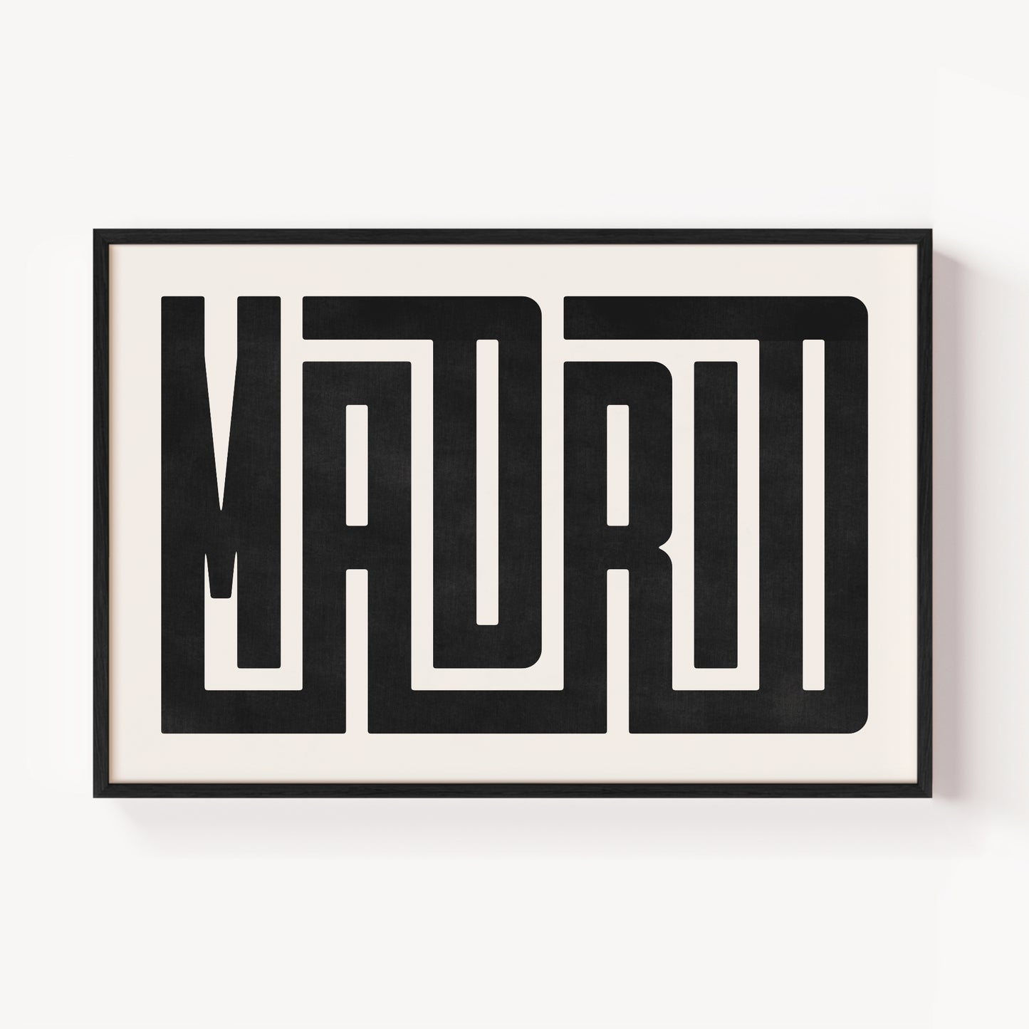 Modern Framed Madrid Art - Black Typography Design on White Background