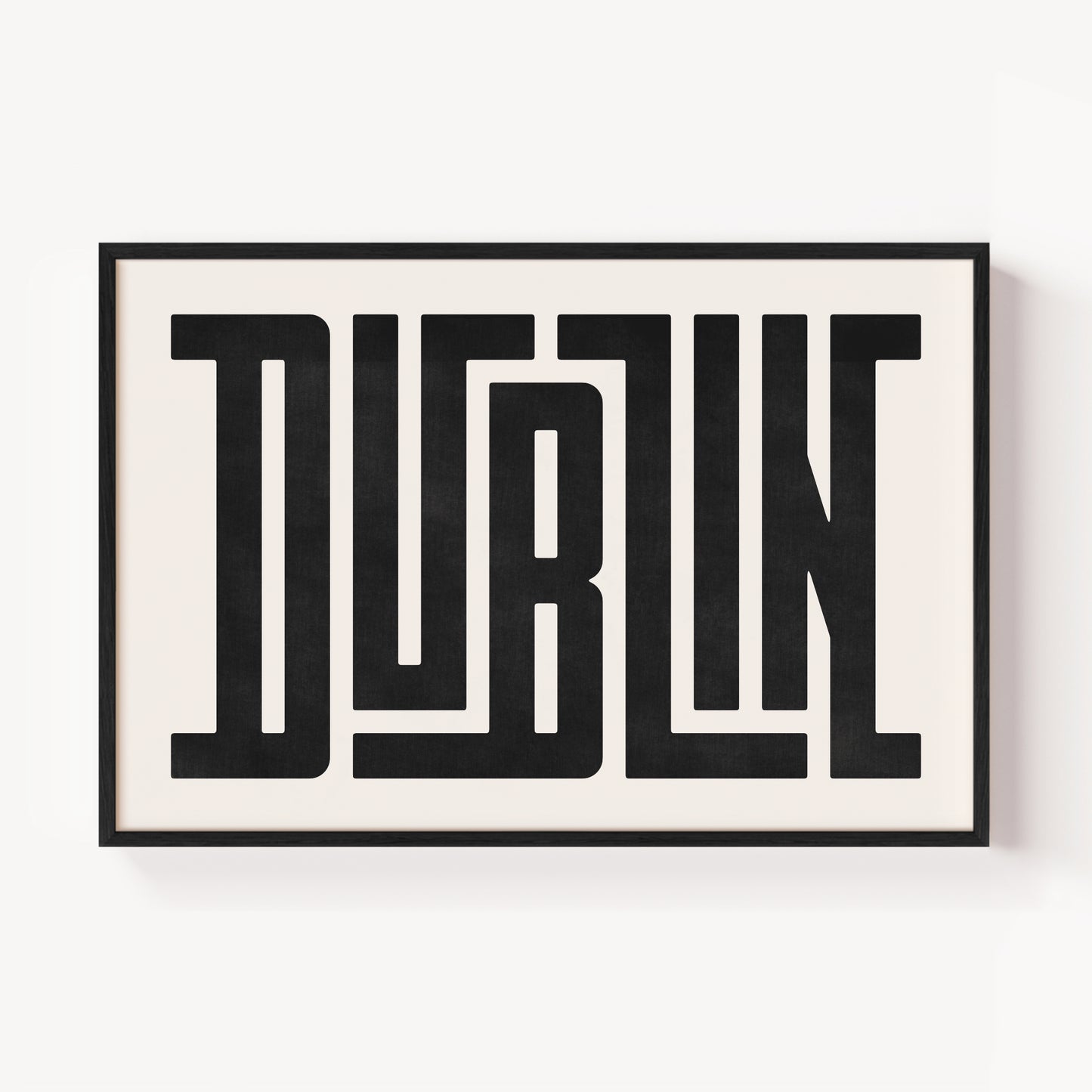 Modern Framed Dublin Art - Black Typography Design on White Background