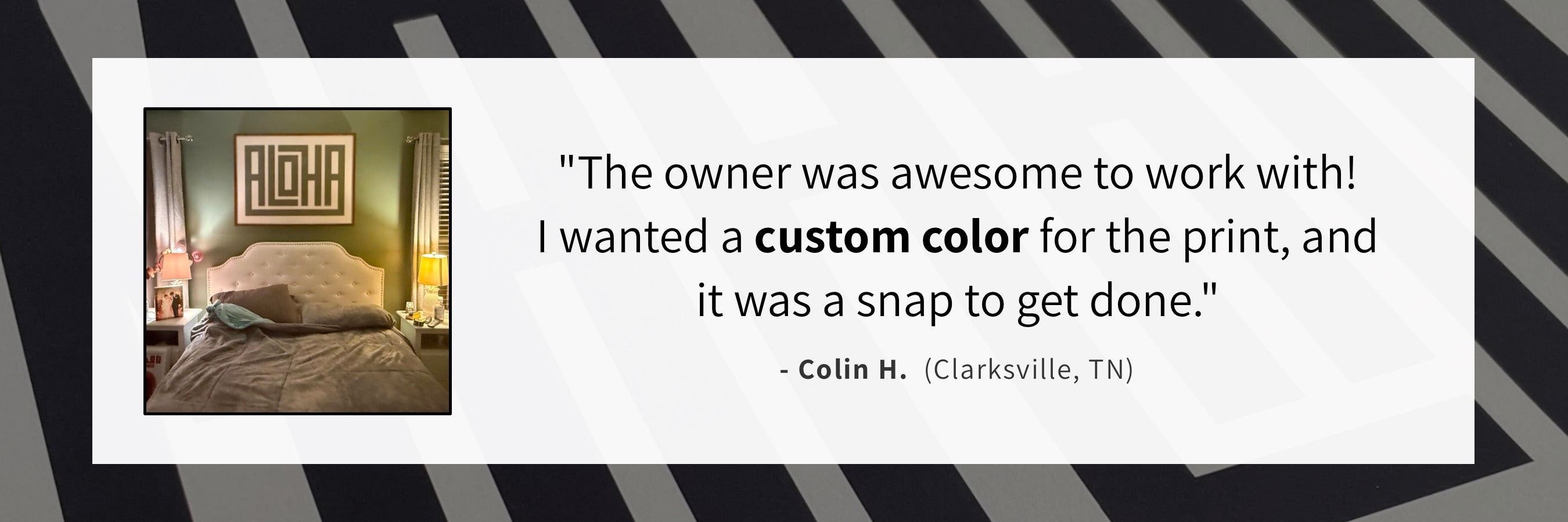 Serif Art Product Review and Customer Testimony Above Bed Print