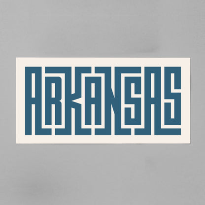 Unframed navy Arkansas Poster on Gray Background