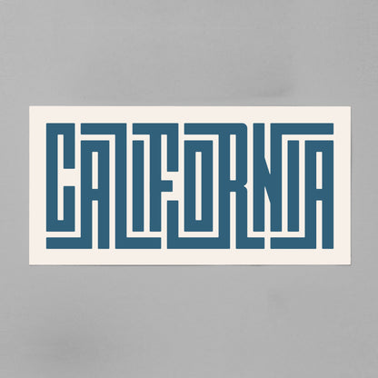 Unframed navy California Poster on Gray Background