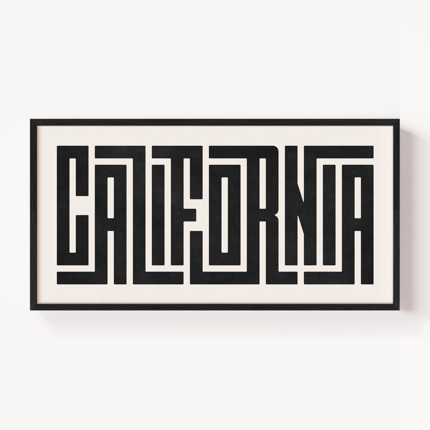 Modern Framed California Art - Black Typography Design on White Background