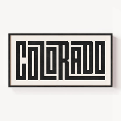Modern Framed Colorado Art - Black Typography Design on White Background