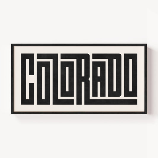 Modern Framed Colorado Art - Black Typography Design on White Background