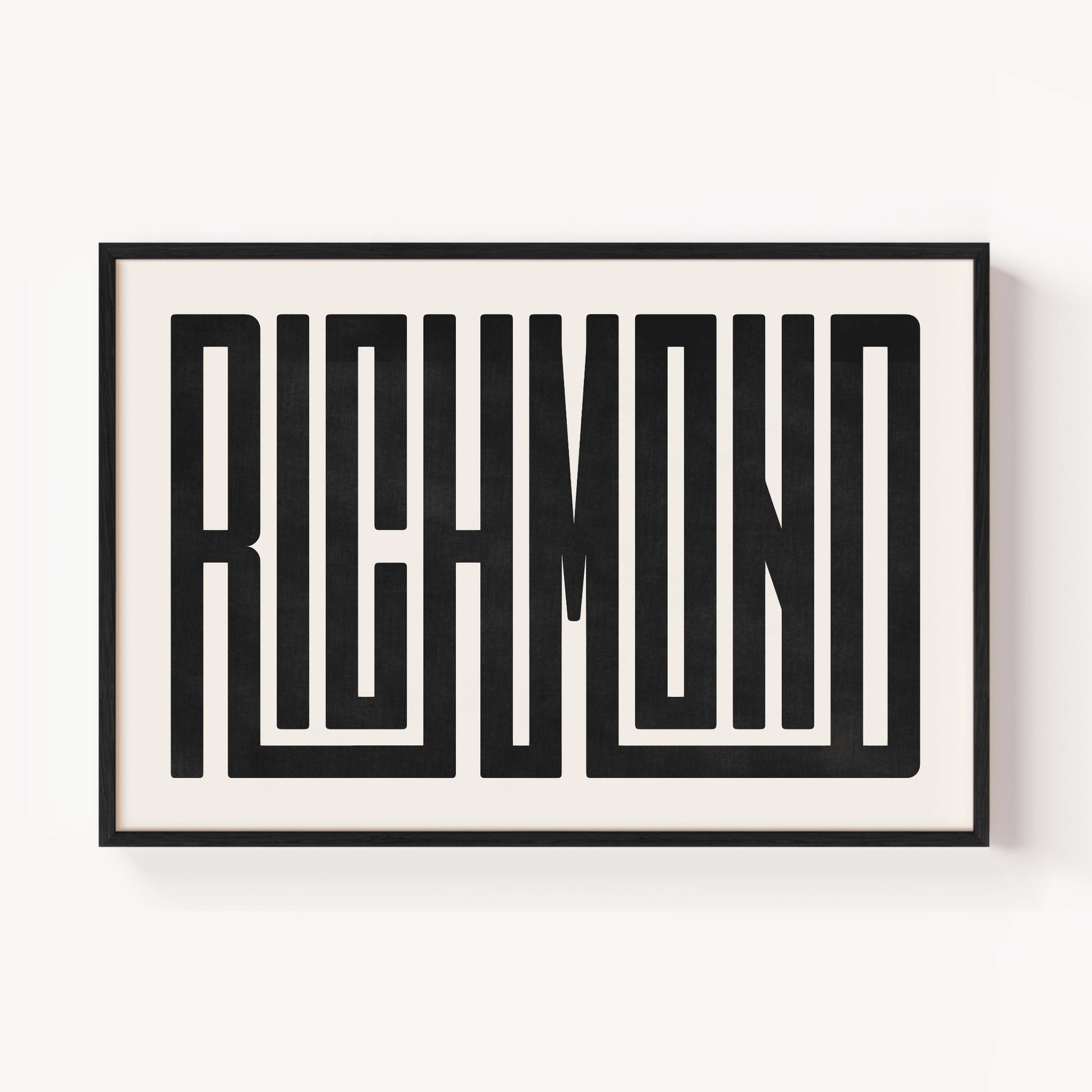 Modern Framed Richmond Art - Black Typography Design on White Background