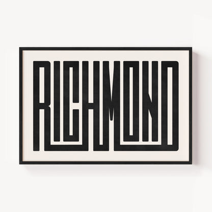 Modern Framed Richmond Art - Black Typography Design on White Background