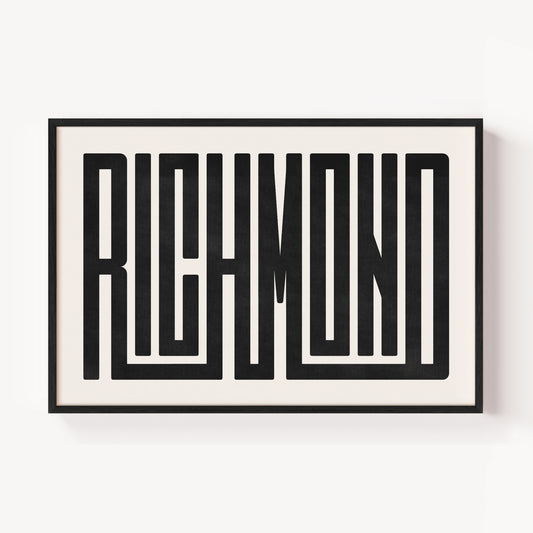 Modern Framed Richmond Art - Black Typography Design on White Background