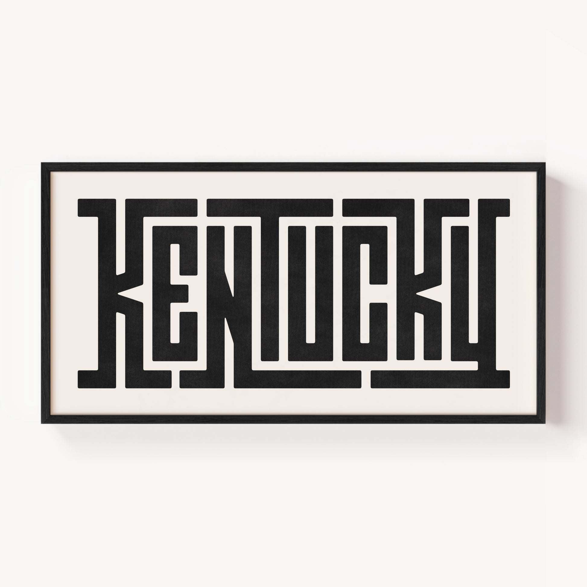Modern Framed Kentucky Art - Black Typography Design on White Background