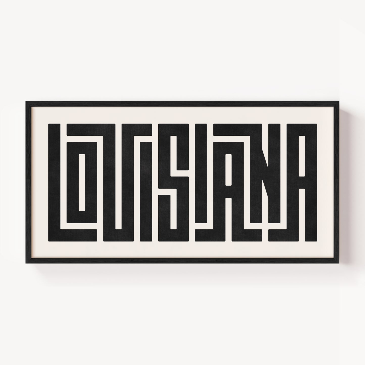 Modern Framed Louisiana Art - Black Typography Design on White Background