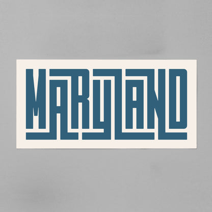 Unframed navy Maryland Poster on Gray Background