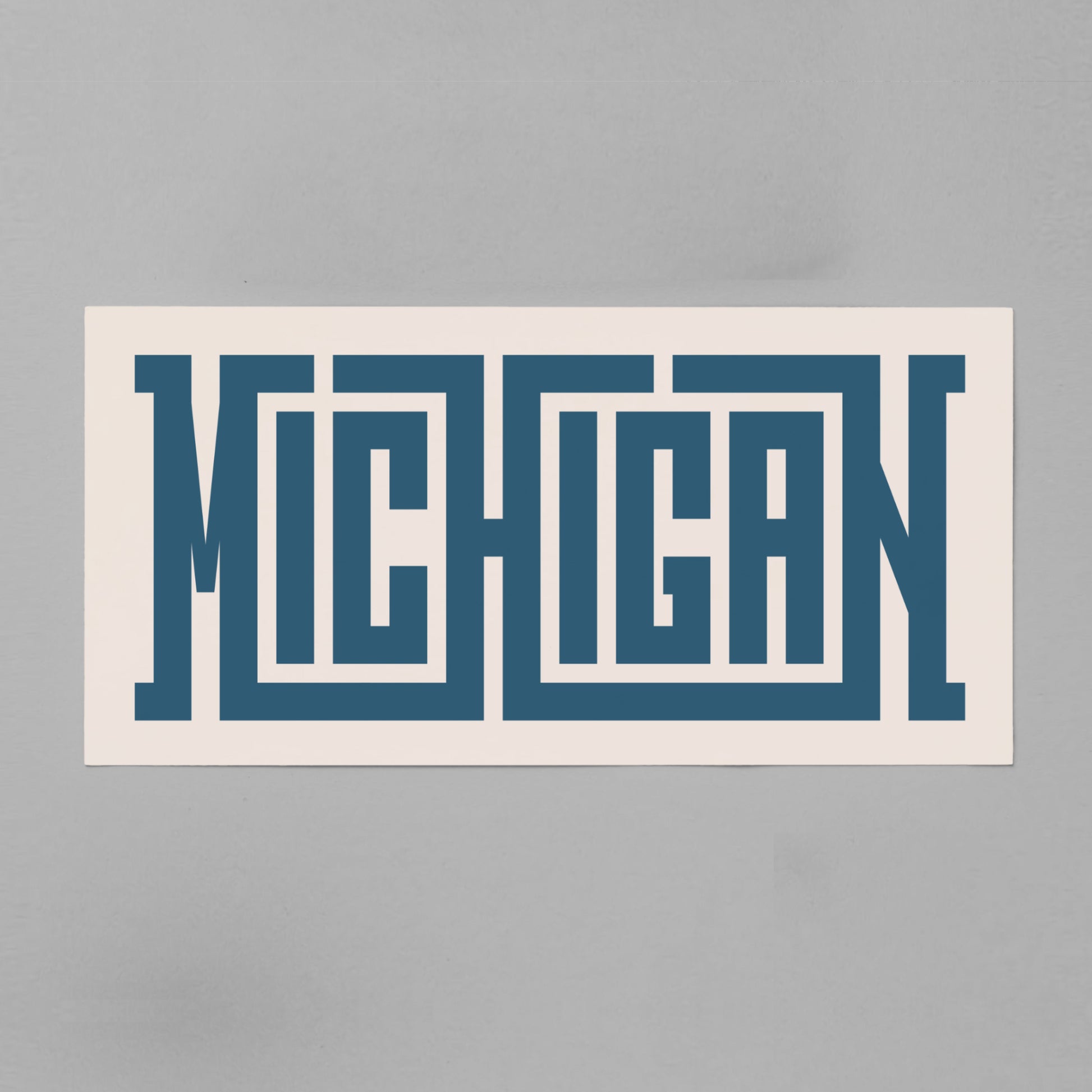 Unframed navy Michigan Poster on Gray Background