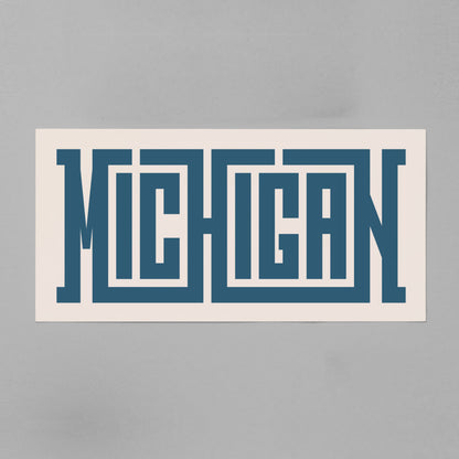 Unframed navy Michigan Poster on Gray Background