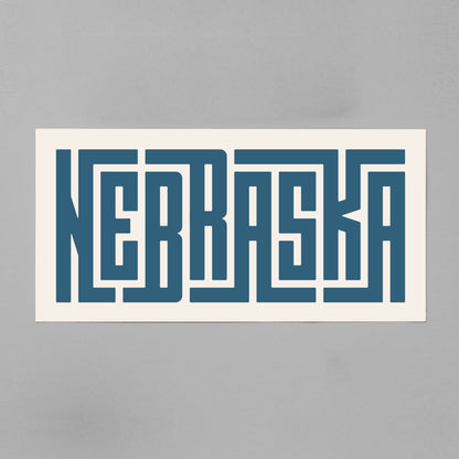 Unframed navy Nebraska Poster on Gray Background