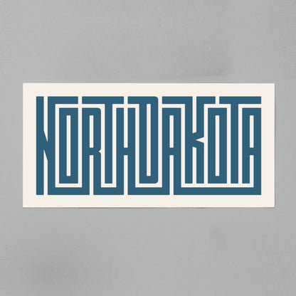 Unframed navy North Dakota Poster on Gray Background