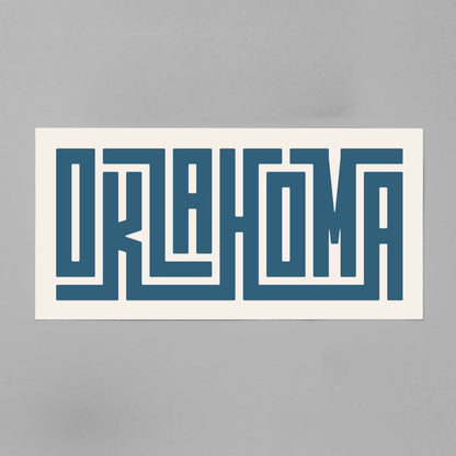 Unframed navy Oklahoma Poster on Gray Background