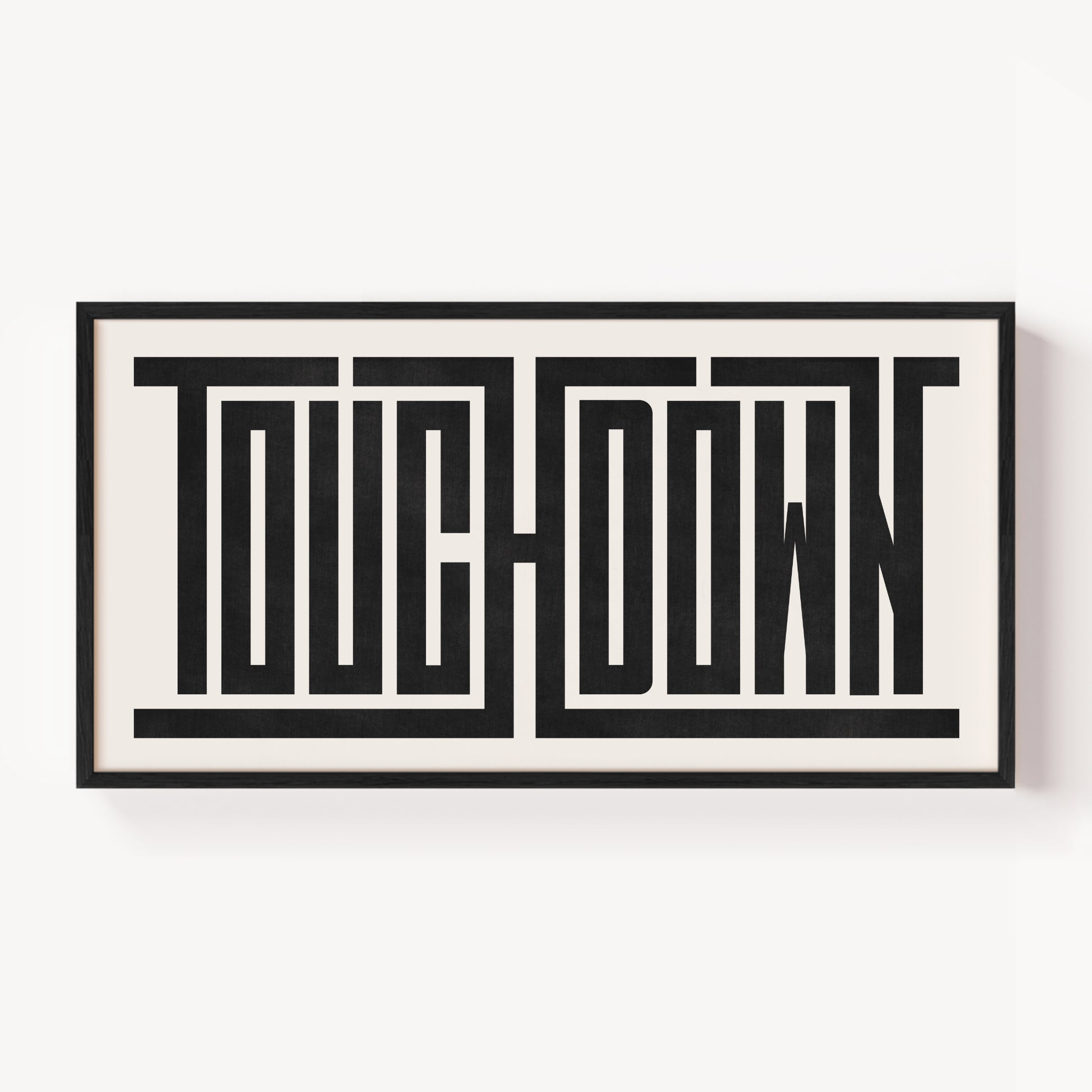 Modern Framed Touchdown Art - Black Typography Design on White Background