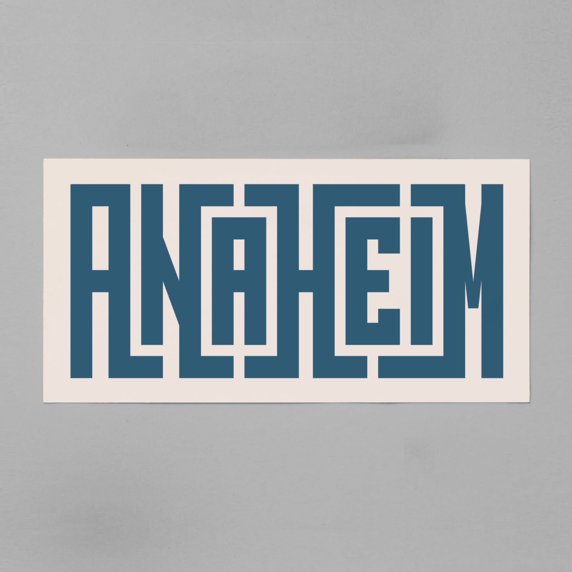 Unframed navy Anaheim Poster on Gray Background